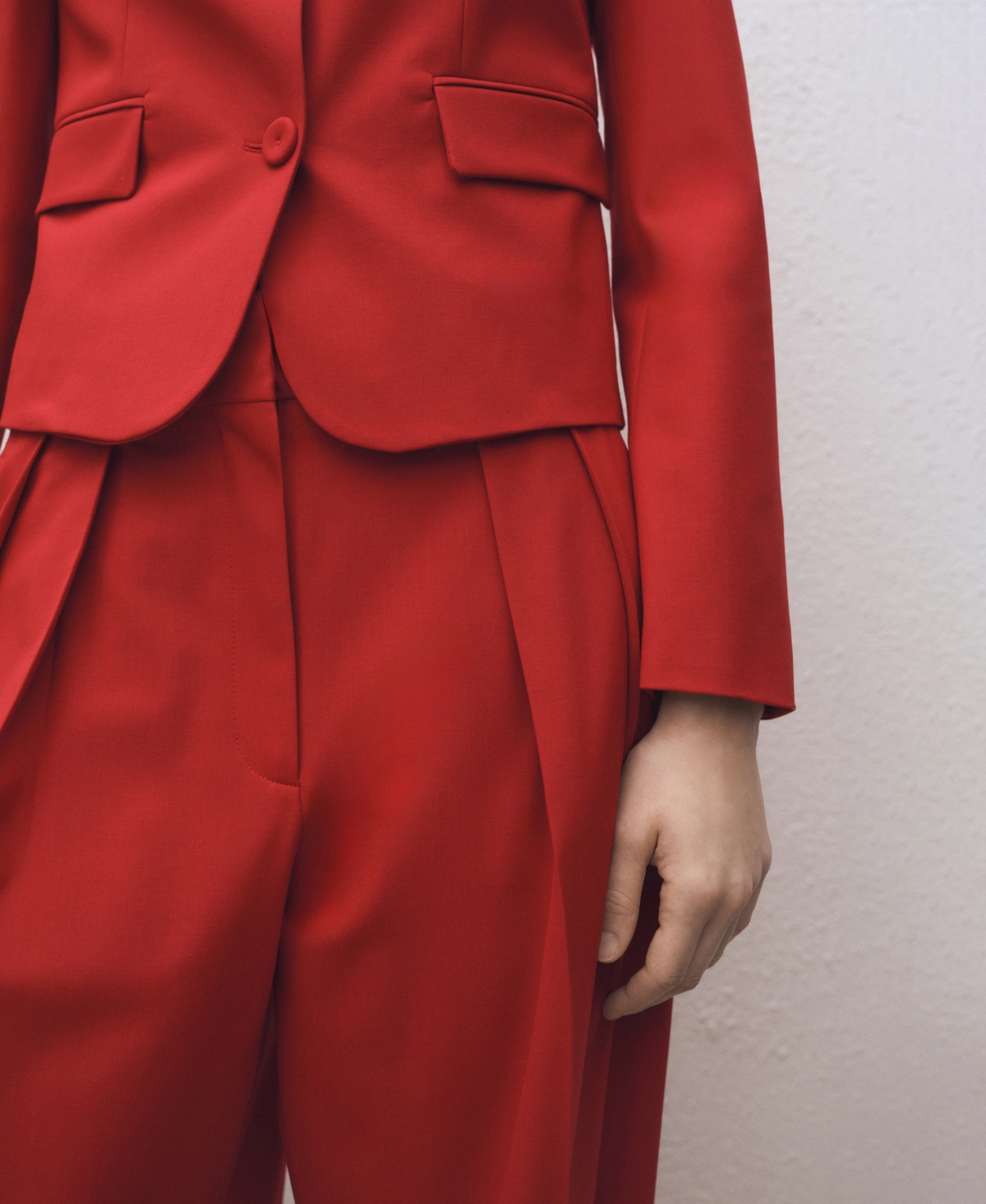 Shop Mango Women's Wide Leg Wool Blend Suit Trousers In Red