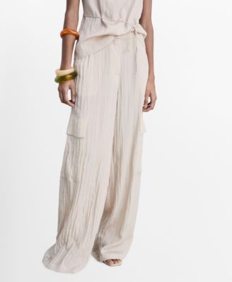 MANGO - Women's Textured Cargo Trousers