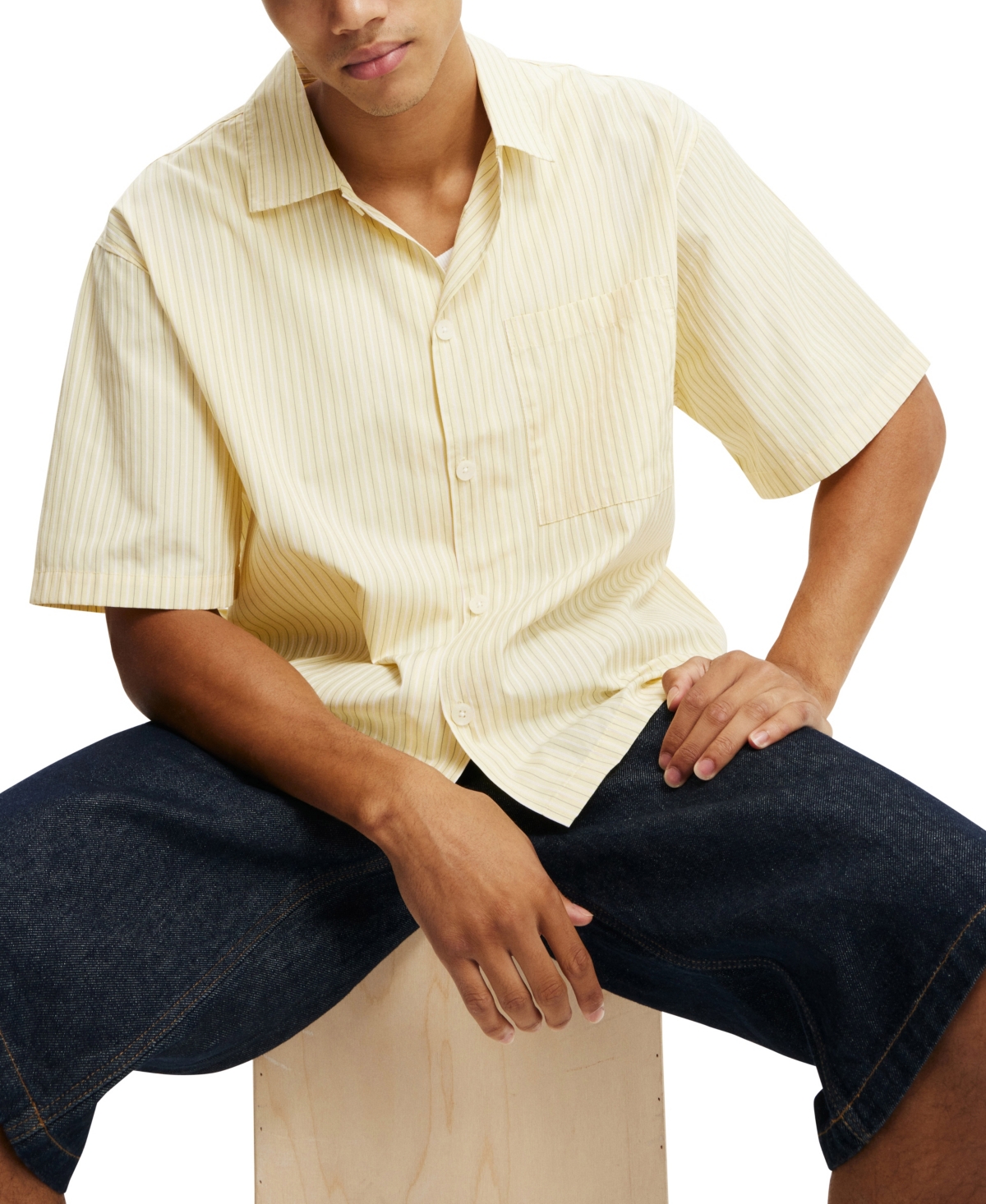 Shop Cotton On Men's Ventura Short Sleeve Shirt In Summer Yellow Stripe
