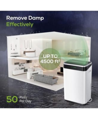 45Pints/Day Dehumidifier for Home, Basement & Garage, Low Noise, 6500ML Water Tank, Auto Drain Hose, Intelligent Humidity Control