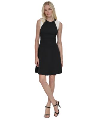 DKNY - Women's Colorblocked Sleeveless Scuba Crepe Dress