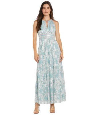 R & M Richards - Women's Foil Printed Tiered Halter Dress