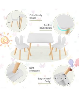 3 Pieces Kids Table and Chairs Set for Arts Crafts Snack Time