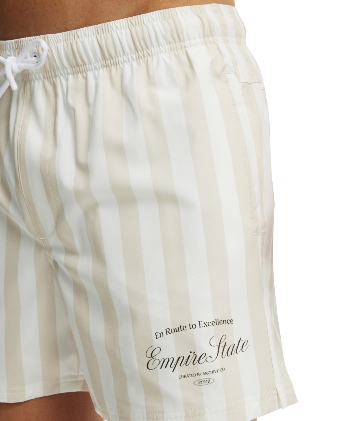 Shop Cotton On Men's Stretch Swim Shorts In Stone Empire State