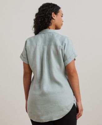 Plus Size Linen Dolman Sleeve Top 