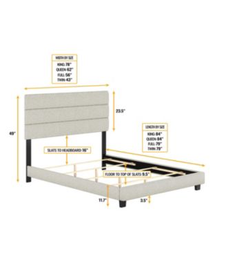 Ravenna Upholstered Linen Adjustable Height Headboard Platform Bed Frame