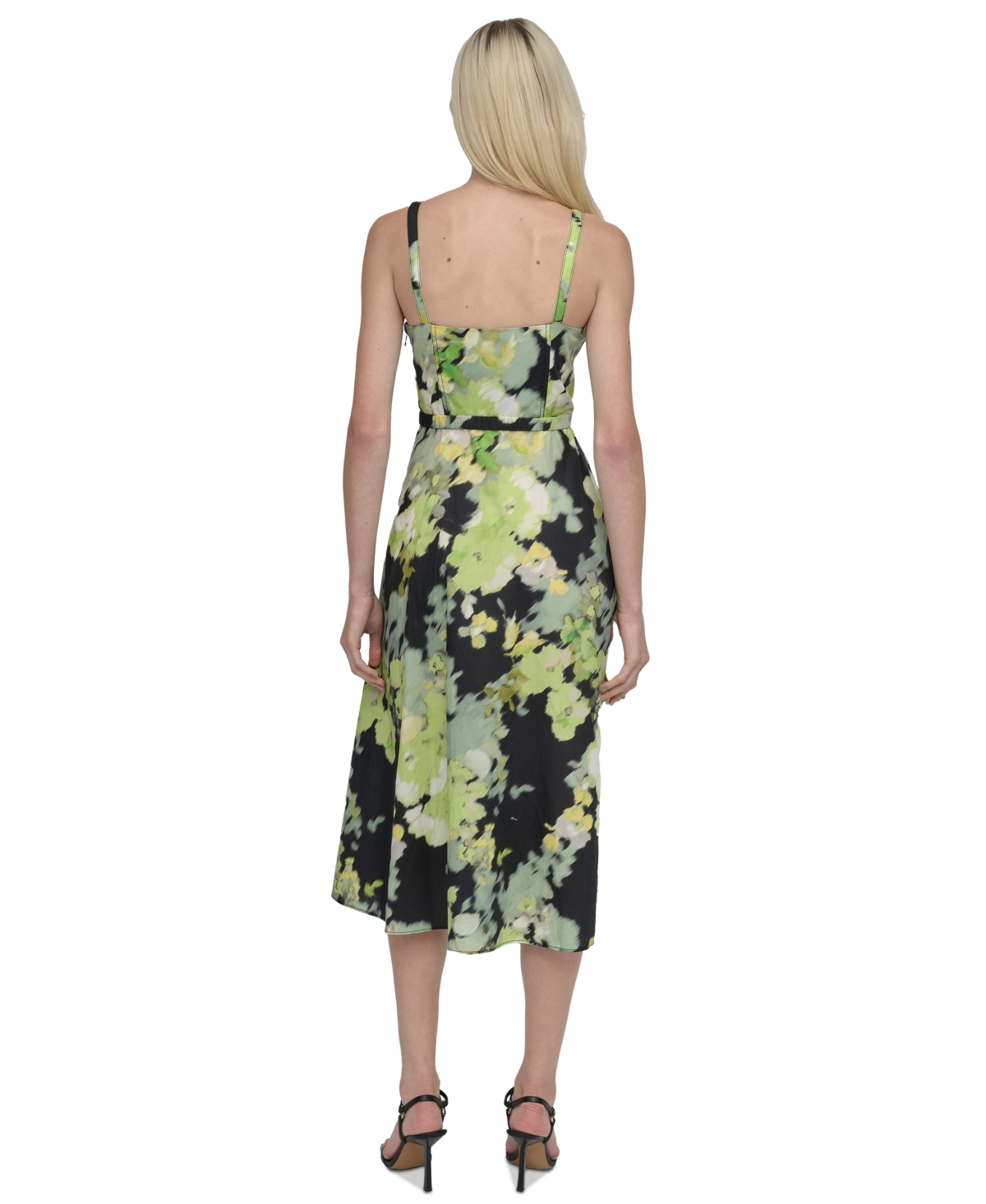 DKNY WOMEN'S COTTON CORSET BELTED MIDI DRESS 