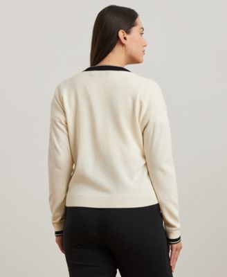 Plus Size Two-Tone Cotton-Blend Cardigan