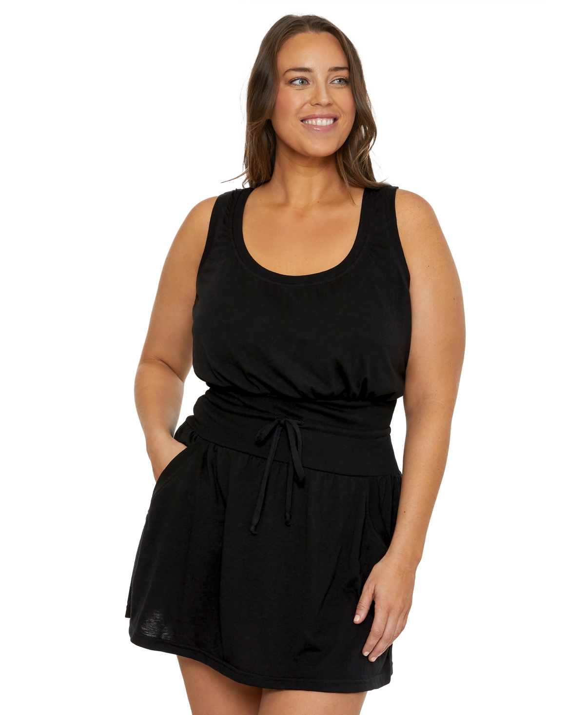 Plus Size Beach Date Burnout Knit Dress Cover-Up - Black