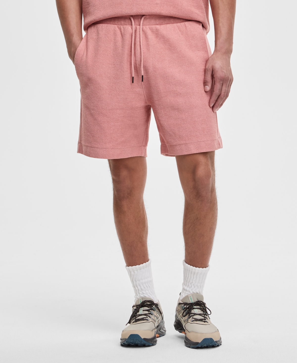 Men's Regular-Fit 7" Reverse French Terry Shorts, Exclusively at Macy's - Sunset Rose