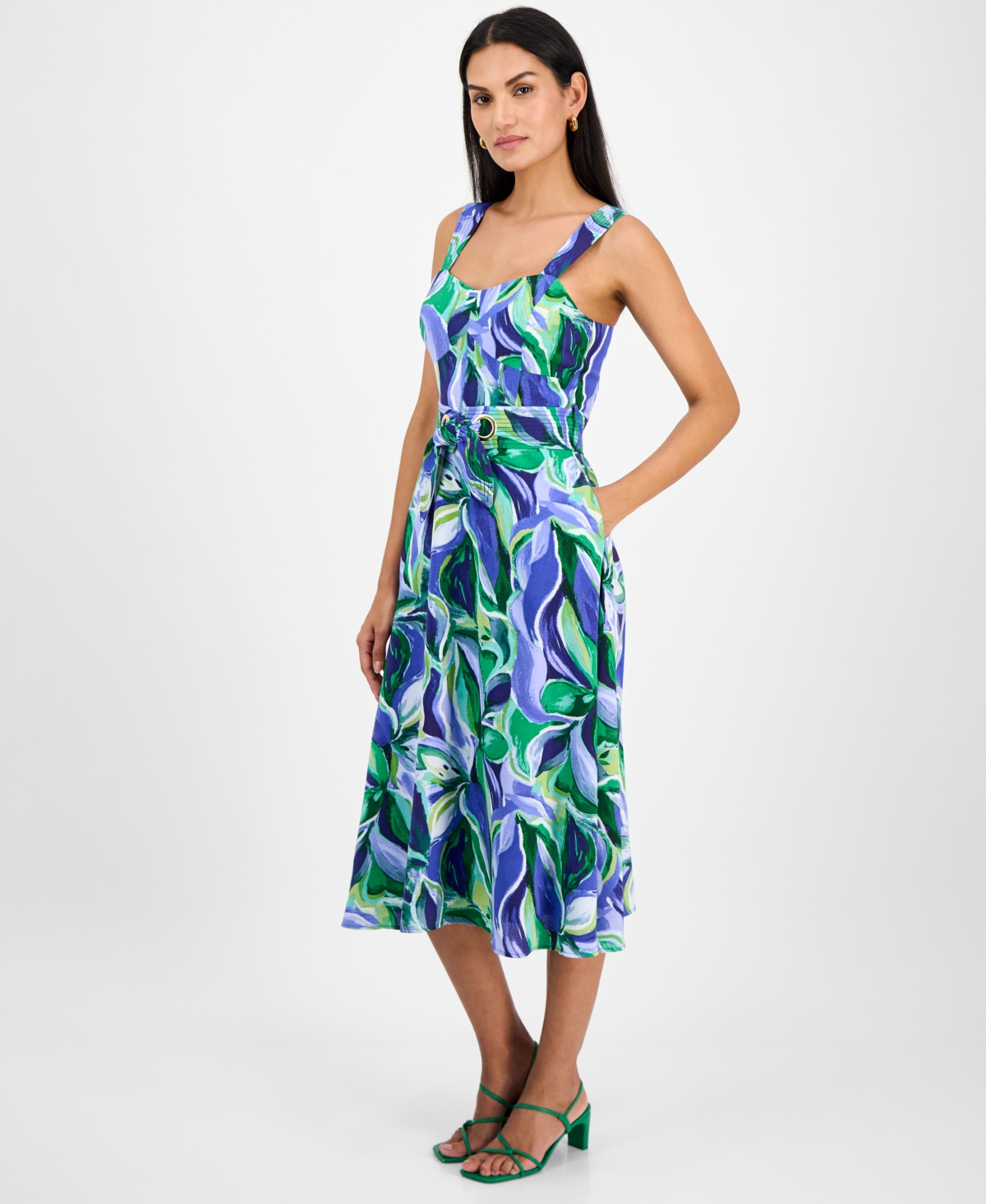 Tahari Asl Petite Midi Dress In Blue