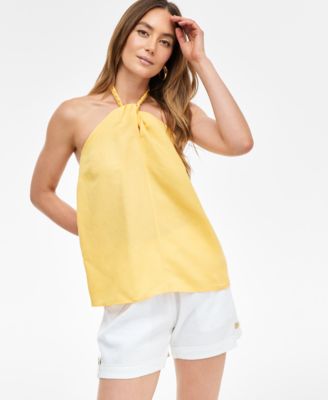 Women's Linen-Blend Braided Halter Top, Exclusively at Macy's