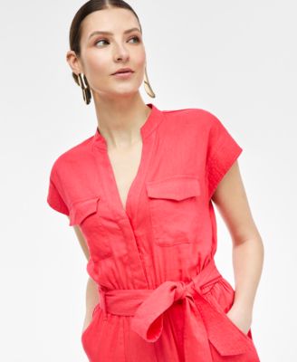 Women's Belted Cap-Sleeve Jumpsuit, Exclusively at Macy's