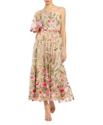 Women's One Shoulder Lace Embroidered Dress