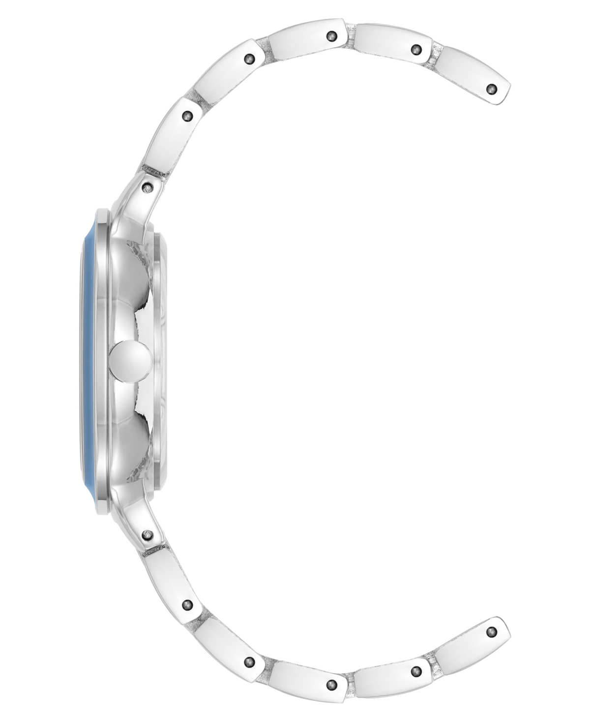 Shop Nine West Women's Quartz Round Light Blue Enamel And Silver-tone Metal Alloy Watch, 32mm In Light Blue,silver-tone