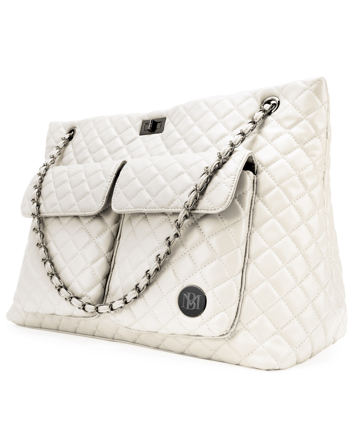 Diana Quilted Travel Weekender Tote Bag - Cream