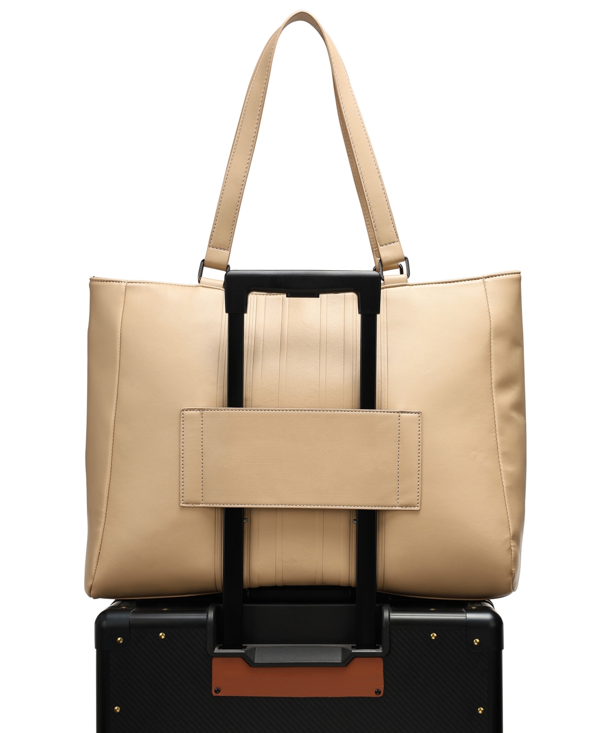Elle Roamer 24l Vegan Leather Weekender Tote Bag In Nude