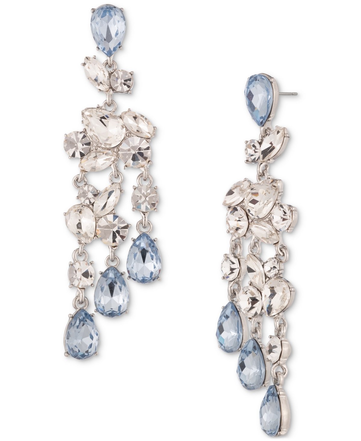 Givenchy Mixed Crystal Cluster Double Drop Earrings In Turq,aqua