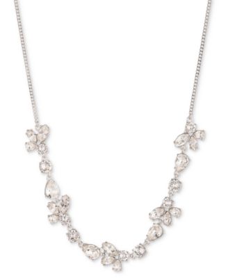 Эффектное ожерелье из смешанных кристаллов серебристого цвета от Givenchy, удлинитель 16 дюймов + 3 дюйма