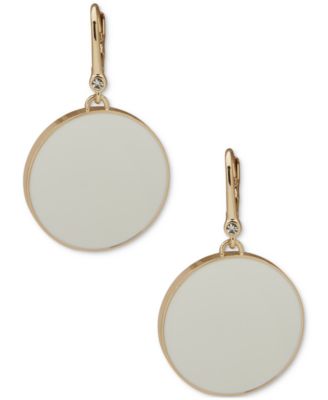 DKNY - Gold-Tone Large Inlay Drop Leverback Earrings