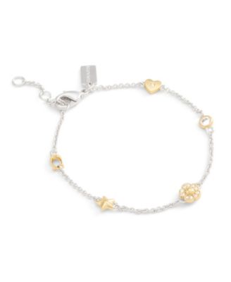 COACH Faux Stone Signature Tea Rose Heart Strand Bracelet 23890₽