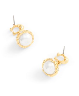 COACH Faux Stone Signature Cultivated Pearl Orb Drop Earrings 16290₽