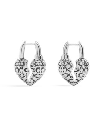 COACH Faux Stone Signature Quilted Broken Heart Huggie Earrings 18190₽