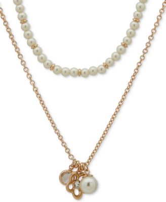 Многослойное ожерелье Anne Klein с каменным цветком в золотистых тонах, удлинитель 16 дюймов + 3 дюйма