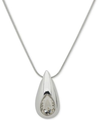 Колье-подвеска Anne Klein из серебристого хрусталя с пышной подвеской в форме слезы диаметром 38 дюймов