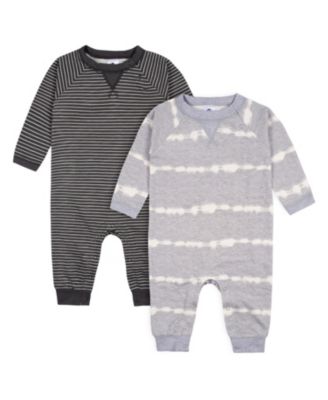 Gerber Baby Boys 2- Pack Raglan Sleeve Rompers - Light grey tie dye stripes 29$