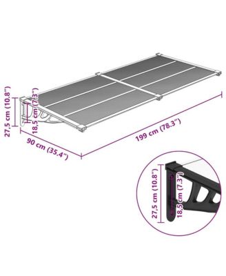 Door Canopy Black and Transparent 78.3"x35.4" Polycarbonate