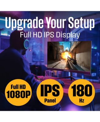 24 Inch Flat Gaming Monitor, 180Hz, 1ms, AMD FreeSync Support, Low Motion Blur, 1080p Full HD IPS Display, for Office, PC & Console Games, Built in Speakers, 1x DisplayPort, 2X HDMI