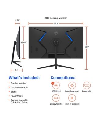 24 Inch Flat Gaming Monitor, 180Hz, 1ms, AMD FreeSync Support, Low Motion Blur, 1080p Full HD IPS Display, for Office, PC & Console Games, Built in Speakers, 1x DisplayPort, 2X HDMI