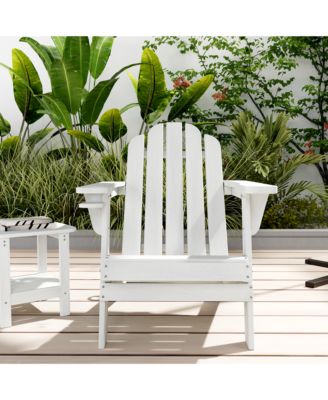 5-Piece HDPE Adirondack Chairs Conversation Sets with 28-inch Outdoor Square Fire Pit Table