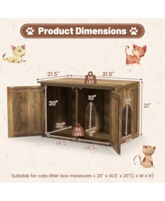 Flip Top Hidden Cat Washroom Furniture with Double Barn Doors and Removable Divider
