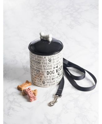 Ceramic Pet Treat Canister Dog Text