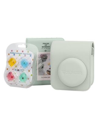 Fujifilm Instax Mini 12 Instant Film Camera, Mint Green Bundle with Instax Mini Custom Case, Accessory Kit and Daylight Film, 4x Twin Pack