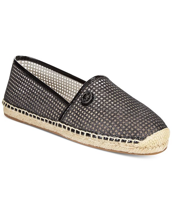 michael kors kendrick slip on black leather espadrille