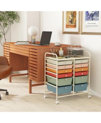 12 Drawers Rolling Cart Storage Scrapbook Paper Organizer Bins-Deep