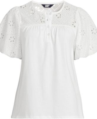 Женский топ с круглым вырезом и пышными рукавами от Lands' End для женщин