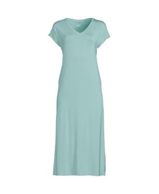 Женская охлаждающая ночная рубашка миди большого размера с коротким рукавом Lands' End для женщин