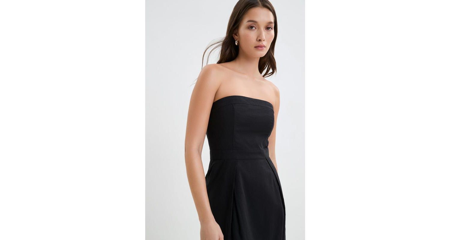 Women's Candice Strapless Belted Linen Mini Dress with Boning