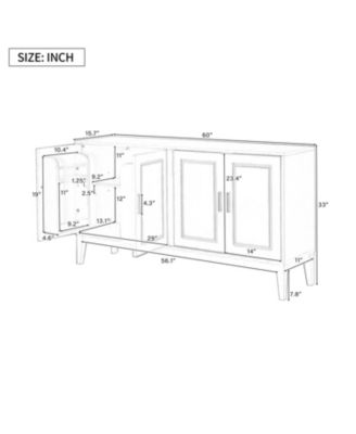 Streamdale White 4-Door Sideboard Cabinet with Adjustable Shelf