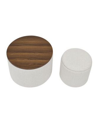  2-in-1 Chenille Ottoman with Stool and Storage