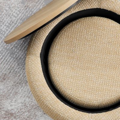 Streamdale Woven Rattan Storage Ottoman with Dual Function (Table/Ottoman)