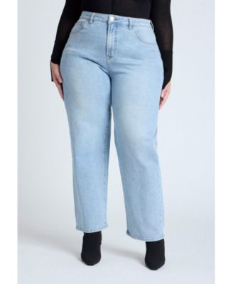 Джинсы с прямыми штанинами ELOQUII Plus размера с вышивкой Naomi