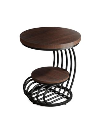 Vintage Arc Frame 2-Tier Round End Table Set