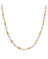 Faux Cultivated Pearl Gold-Tone Bead Strand Necklace
