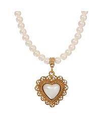 Faux Cultivated Pearl Heart Pendant Necklace