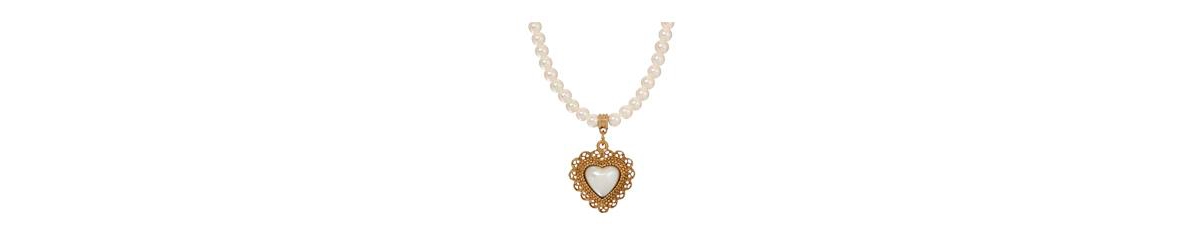 2028 Faux Cultivated Pearl Heart Pendant Necklace In White